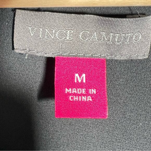 Vince Camuto black chiffon button-down 3/4 sleeve blouse top shirt medium M B126 - Picture 2 of 3